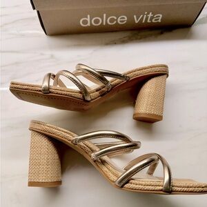DOLCE VITA Patsi  Metallic Espadrille Sandals Rose Metallic Gold size 6 NIB